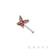 CZ PRONG BUTTERFLY 316L SURGICAL STEEL NOSE BONE STUD